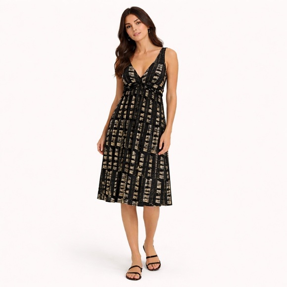 Hatche Dresses & Skirts - Hatche Italy Abstract Print Deep V Cotton Empire Waist Dress – IT 40 / US 4